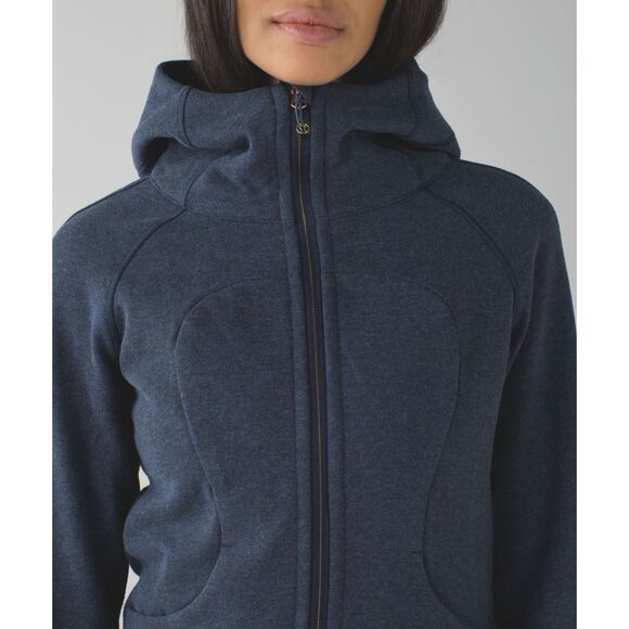 Lululemon Scuba Hoodie III | Heathered Blue Zip Up Cotton Fleece Size 4   EUC - Picture 1 of 11